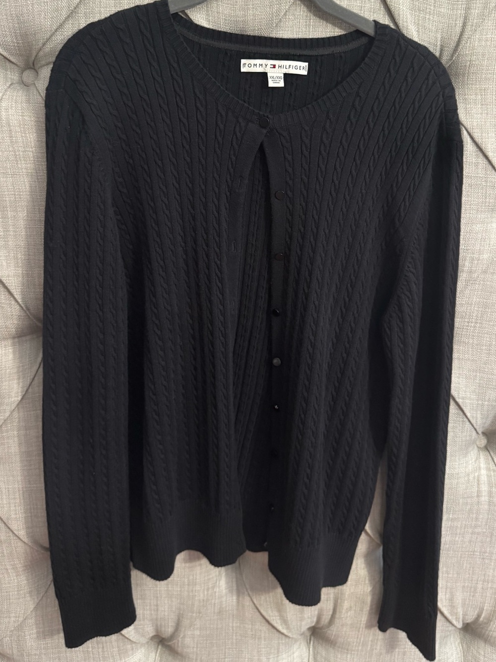 Tommy Hilfiger Black Cable Knit Button-Front Cardigan